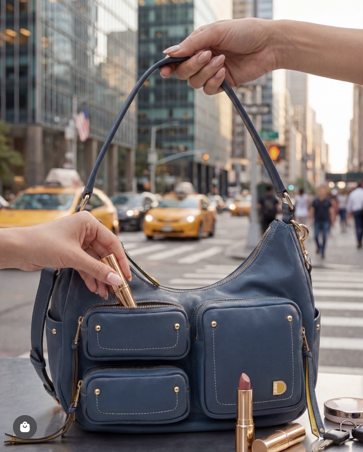 Dudu Leather bag City - 639-6094-57 Denim blue