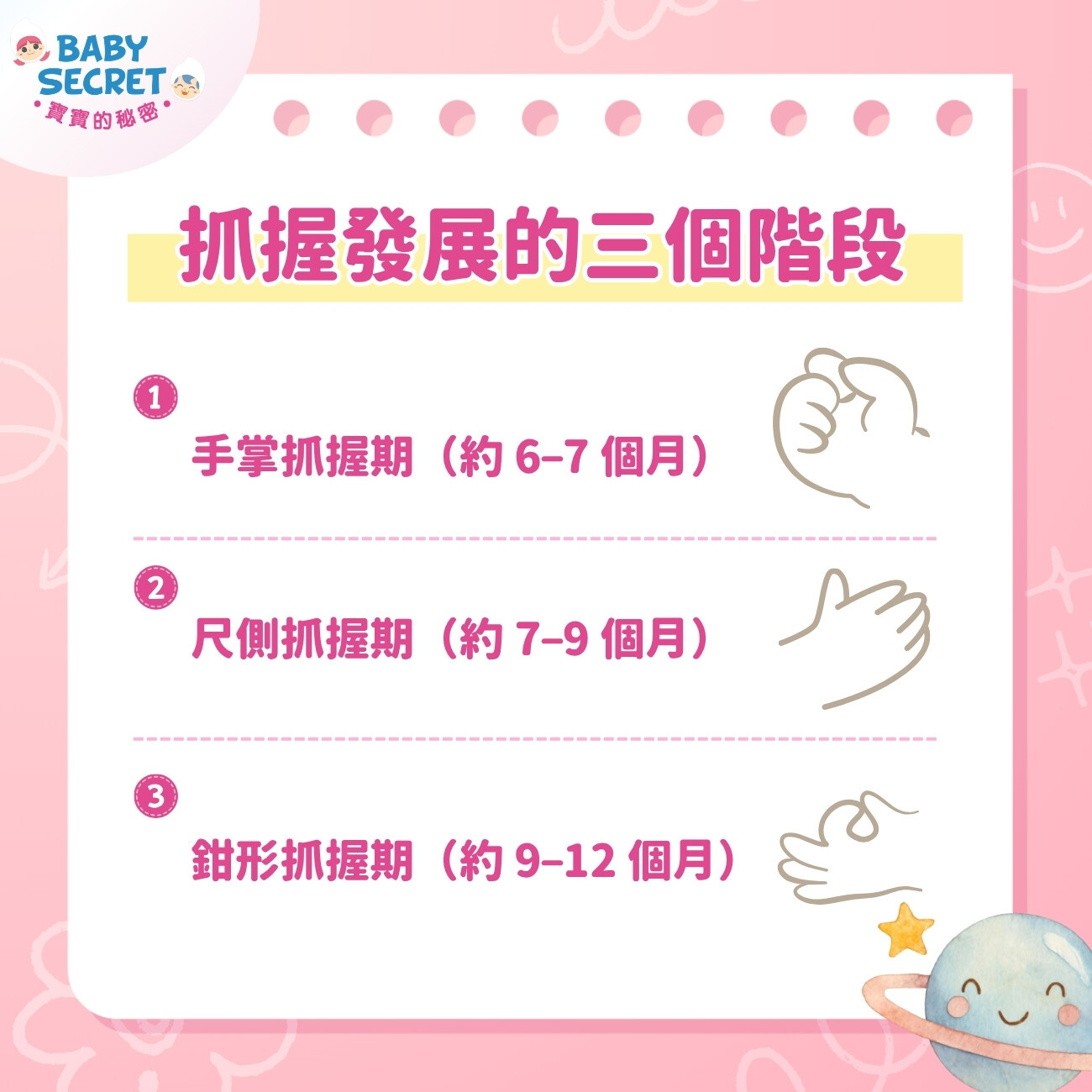 抓握階段 × 手指食物類型速查表