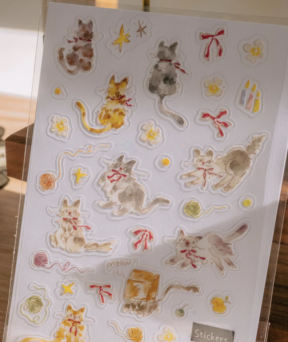 喵大 Meow illustration | 星空與貓 透明貼紙