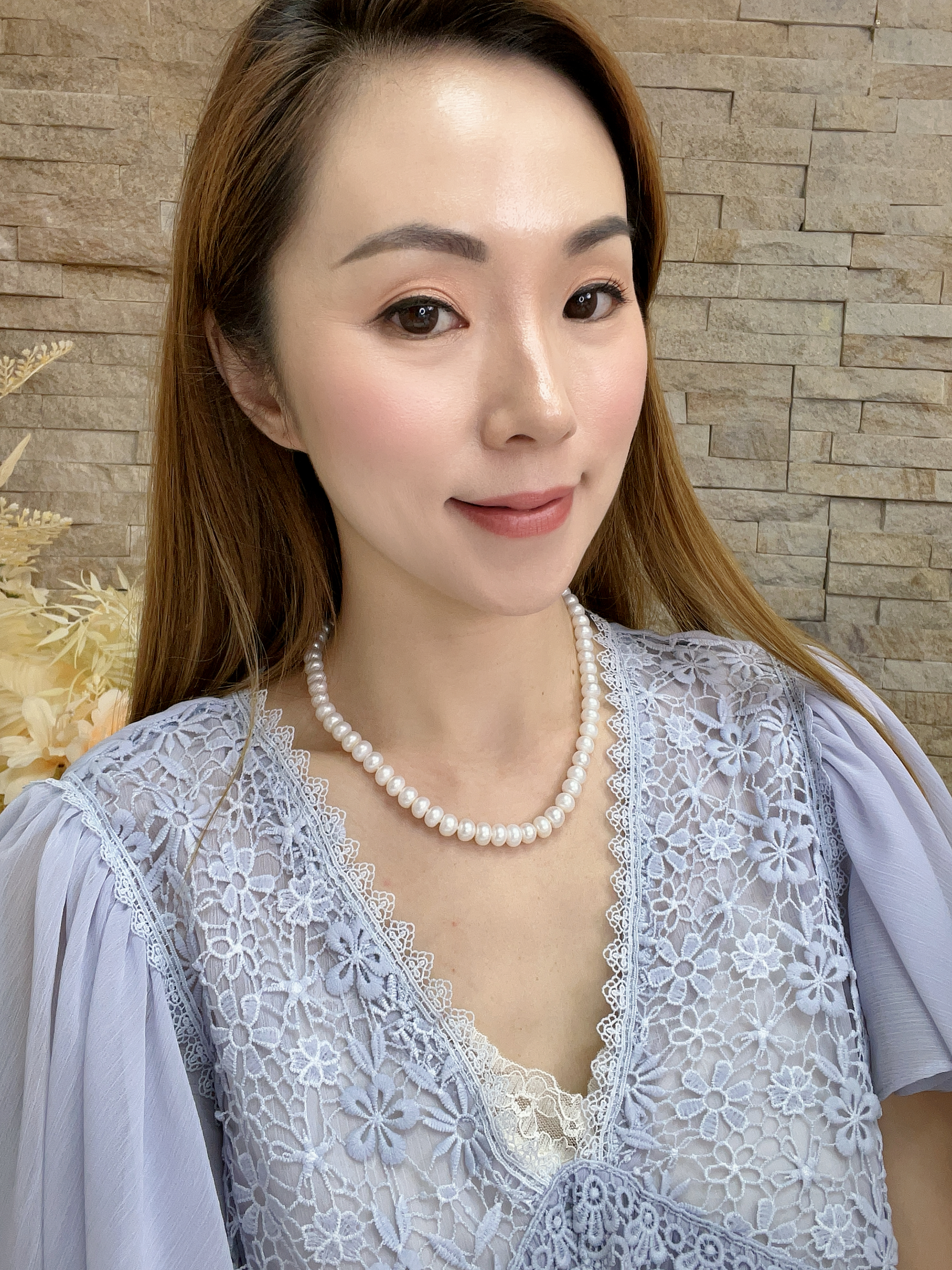 (BP1)天然淡水珍珠串鏈 7.5-8MM (長43CM) (S925純銀) (包證書) 8-9-0290 #1507PE