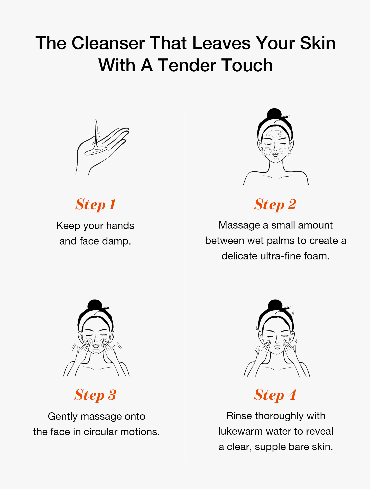 nomel Tender Face Cleanser step-by-step usage instructions