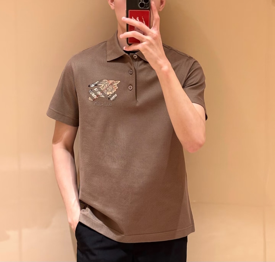 BBR 啡色 BURBERRY連戰馬布質LOGO POLO   (男女款)