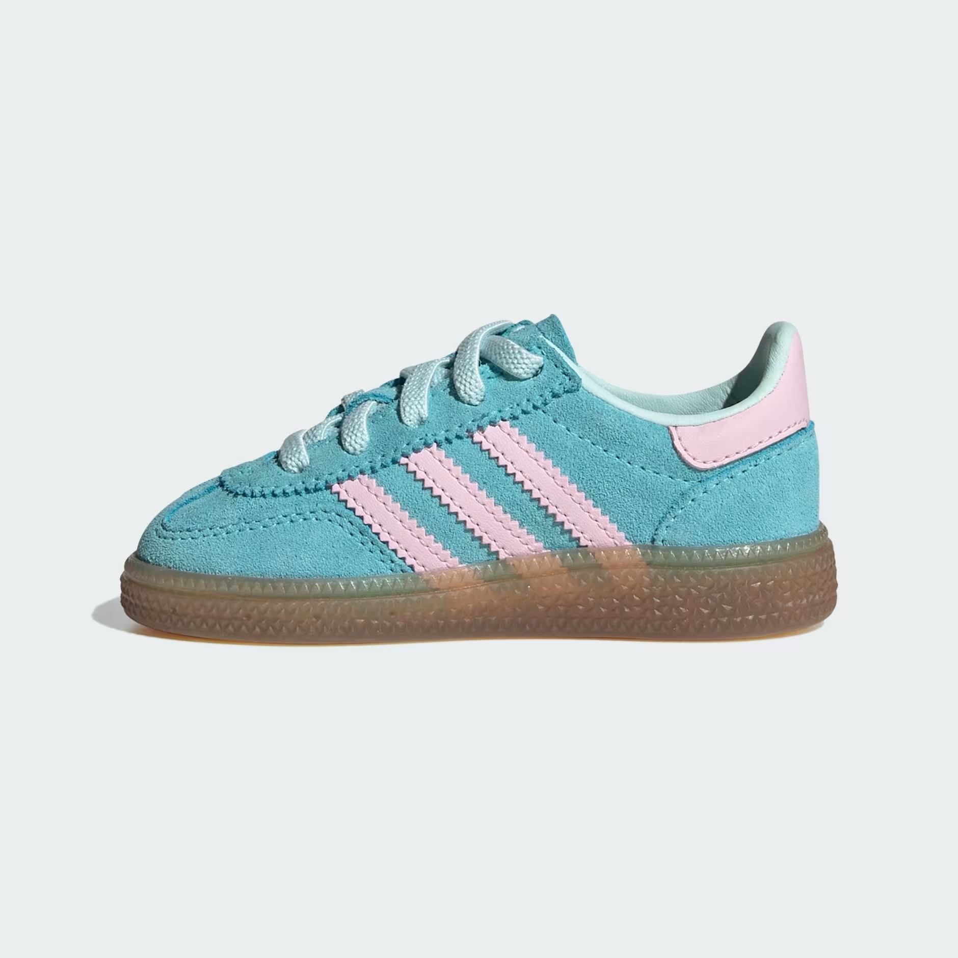 【 adidas HANDBALL SPEZIAL CF EL I 孩童鞋款 - 湖綠X粉 】