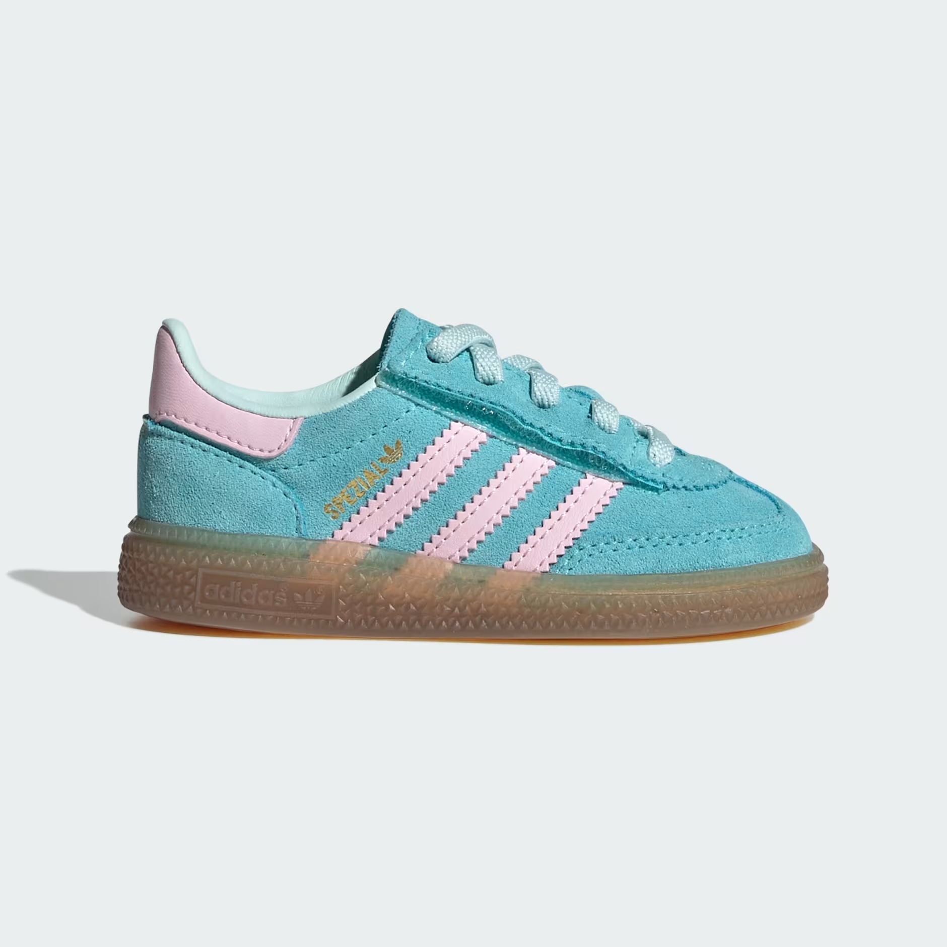 【 adidas HANDBALL SPEZIAL CF EL I 孩童鞋款 - 湖綠X粉 】