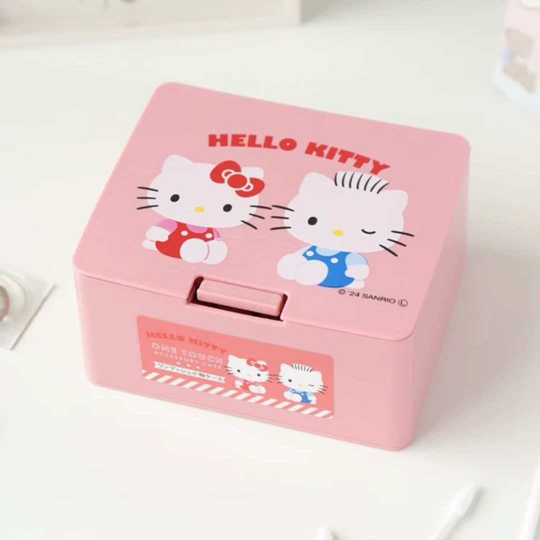 Hello Kitty  Sanrio|按壓彈蓋式小物收納盒 / 桌上置物盒