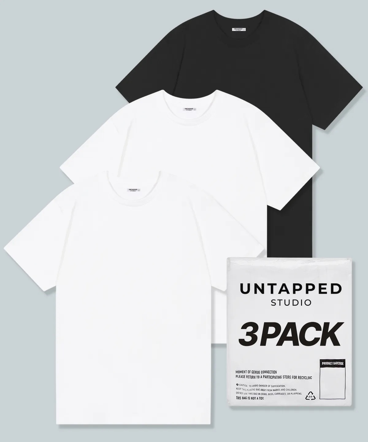 UNTAPPED STUDIO 純棉24支紗長疊層純色短袖T卹 3件組