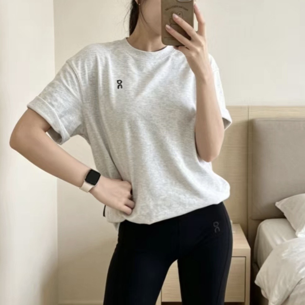 ON Women's Club-T 灰底黑LOGO 純棉短袖 日常休閑 寬鬆 1WE10061756