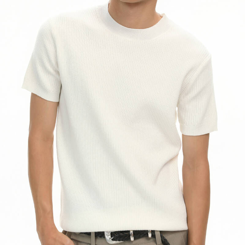細狗不怕、健身男超帥，豎條紋針織合身T-Shirt