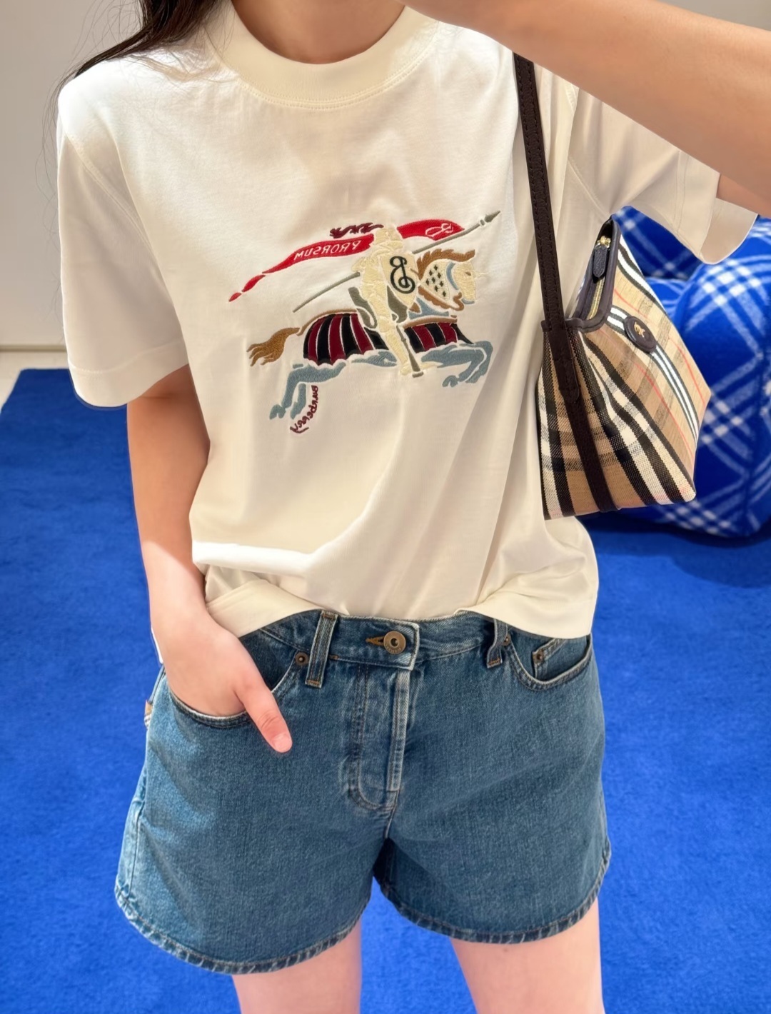 BBR 白色 戰馬彩色刺繡 LOGO TEE (男女款)