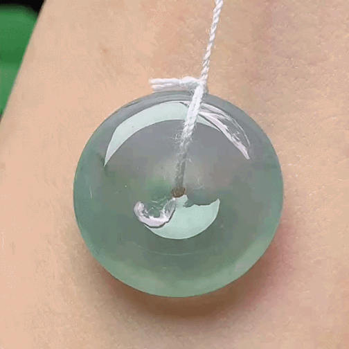 75337 翡翠冰種飄花平安扣 (19.8mm直徑)