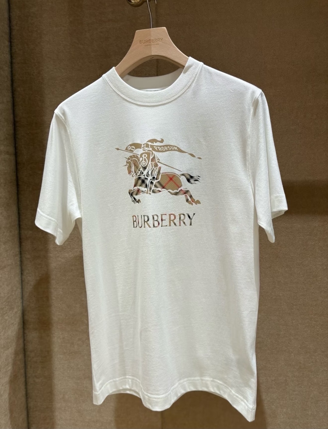 BBR 白色 BURBERRY連戰馬印花LOGO TEE  (男女款)
