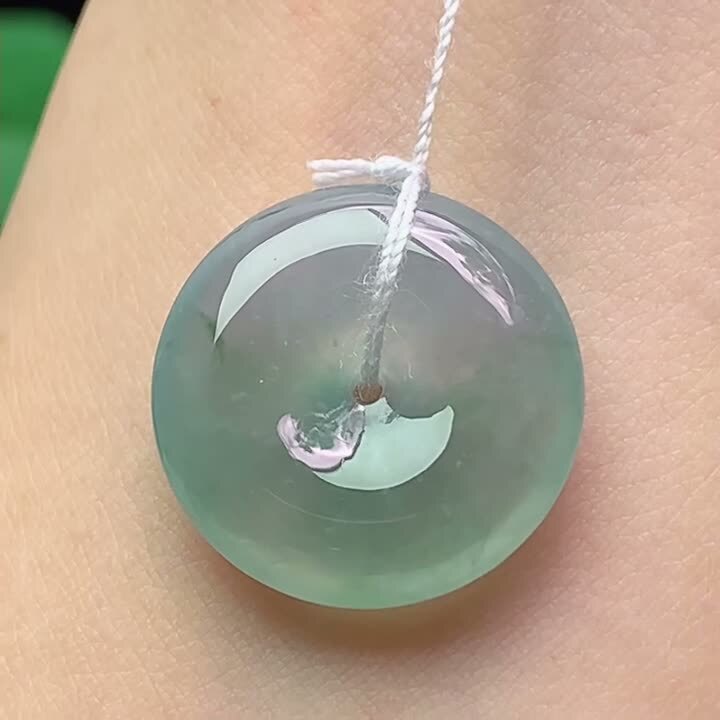 翡翠冰種飄花平安扣 (19.8mm直徑),天然翡翠A玉, 緬甸玉, Jade, Jadeite
