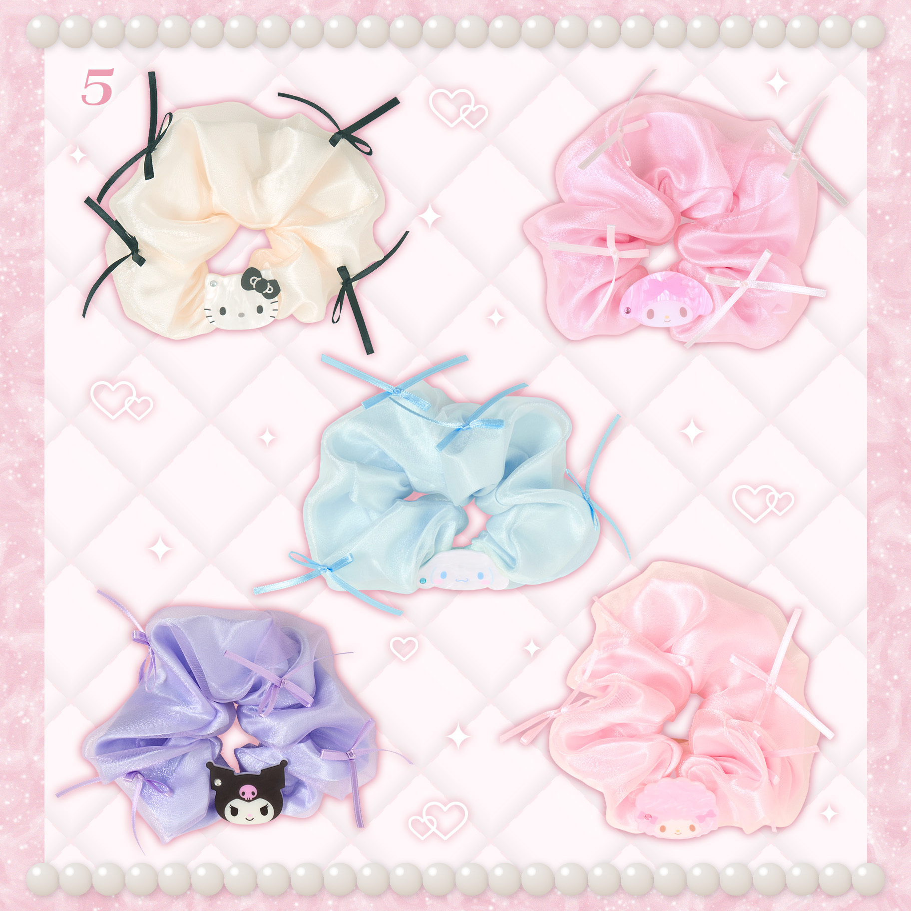 日本 Sanrio 閃亮時尚配件系列 絲帶蝴蝶結款腸髮圈