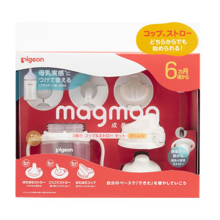 Pigeon 貝親 MagMag 成長実感 3合1三階段吸管及學習杯配件套裝 (附專用瓶)