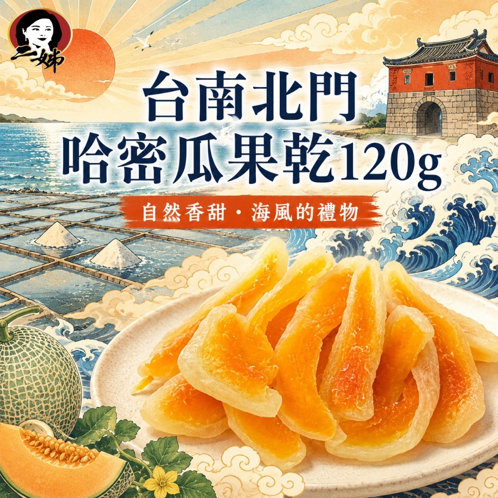 WSBB12267  北門海風熟成的甜蜜滋味💞~ ✨低溫慢烘・果香濃郁・Q彈不膩✨ 🍈二姊嚴選 台南北門哈密瓜果乾120g（9月上旬）