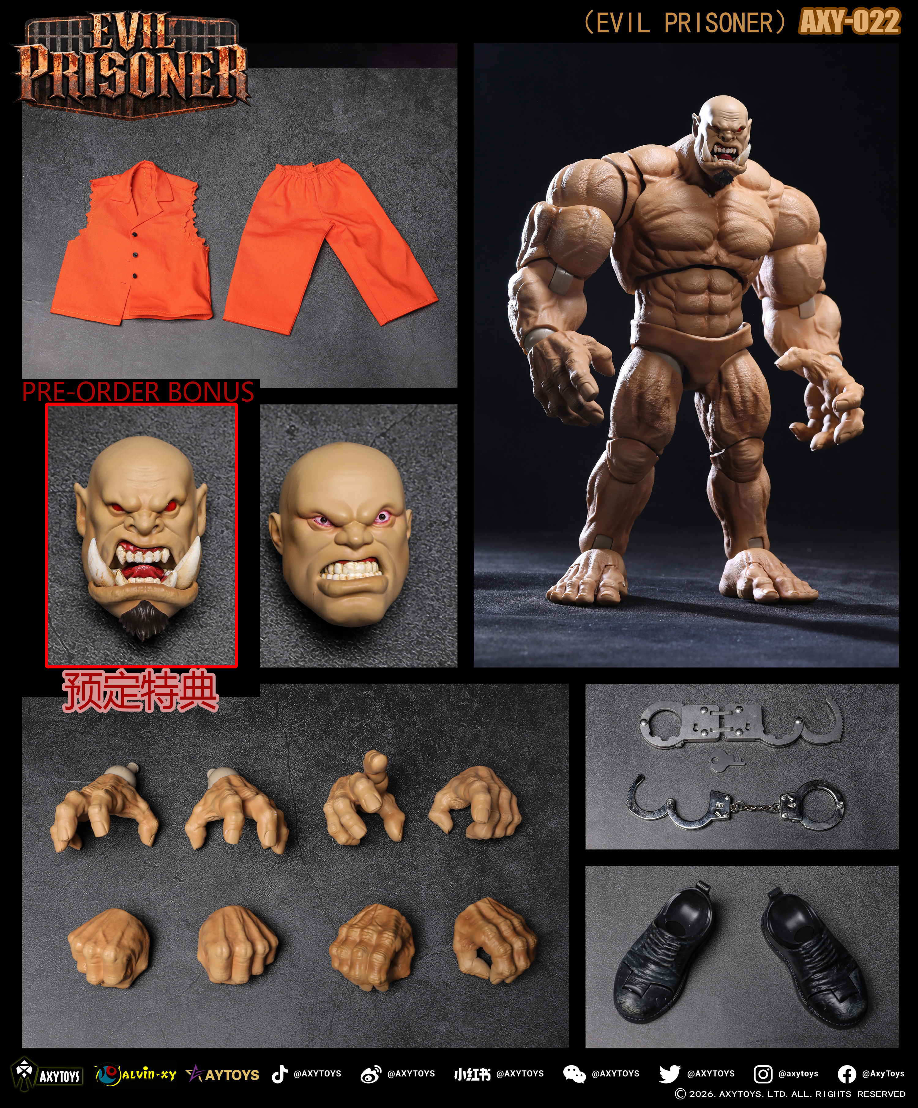 Japanese Version AXYTOYS EVIL PRISONER AXY-022 Skin Color 1/12 Scale Action Figure
