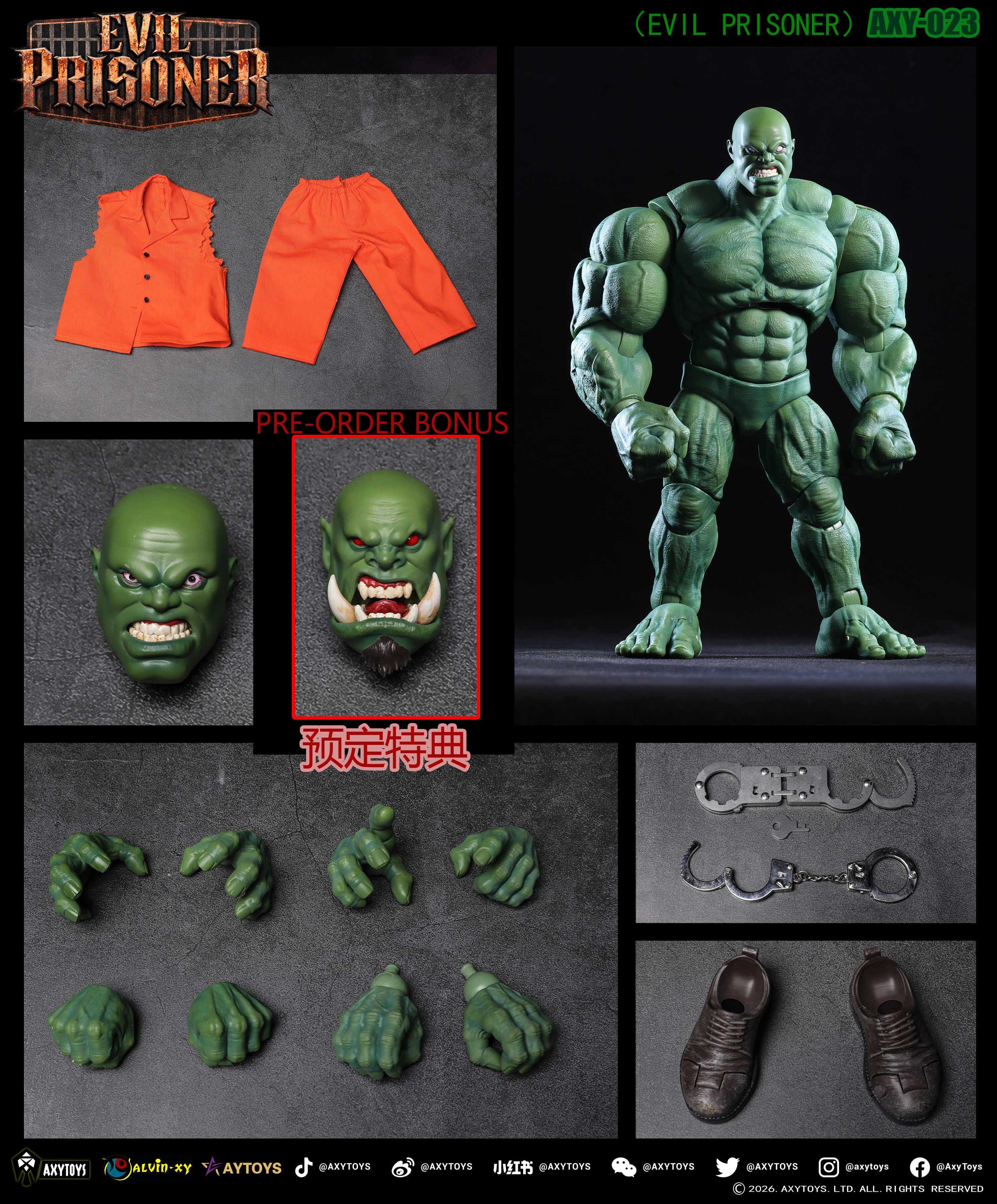 Japanese Version AXYTOYS EVIL PRISONER AXY-023 GREEN 1/12 Scale Action Figure