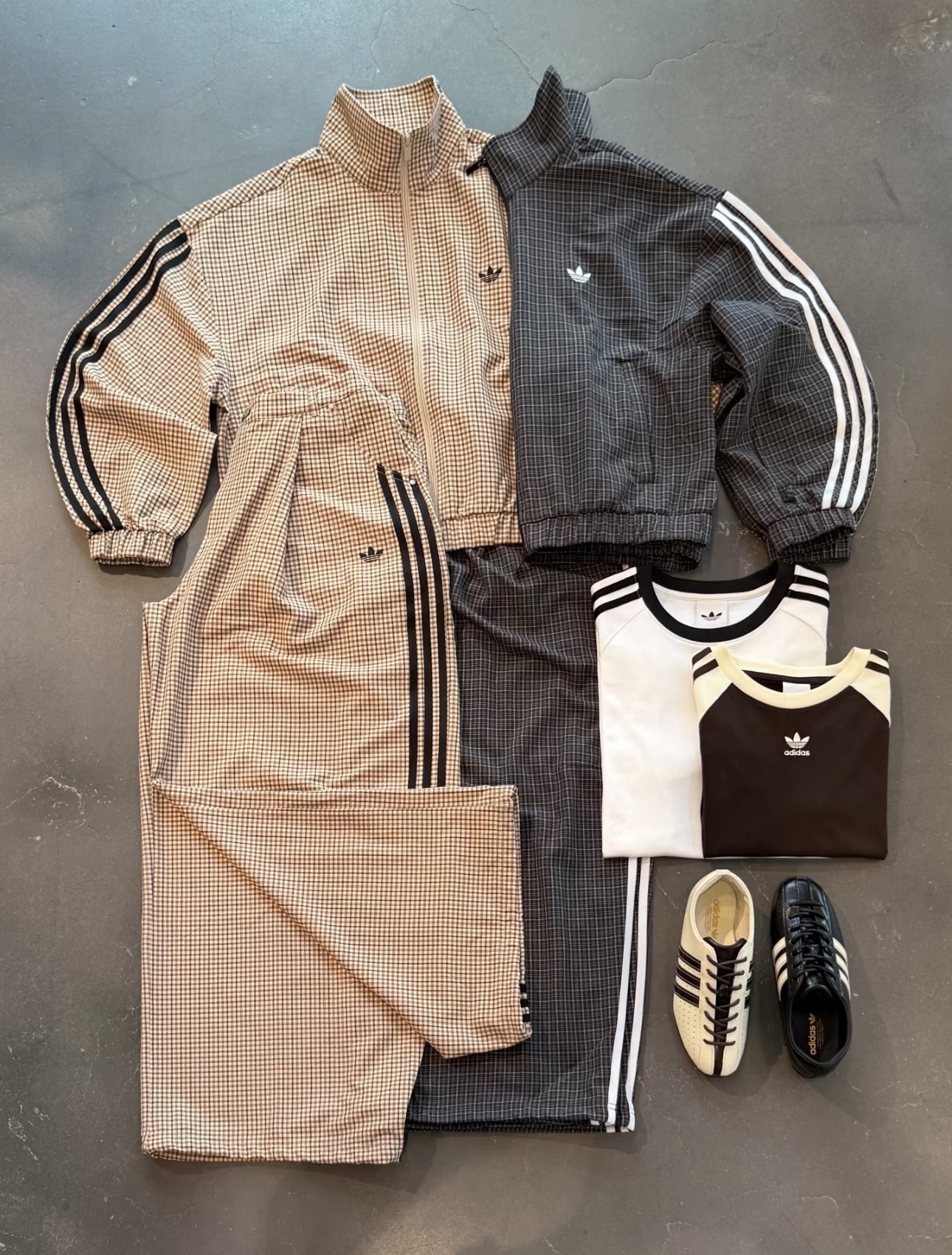 Adidas Originals Checks Track 愛迪達 復古 撞色 格紋 雙拉鍊設計 老錢風 外套 褲子 女版