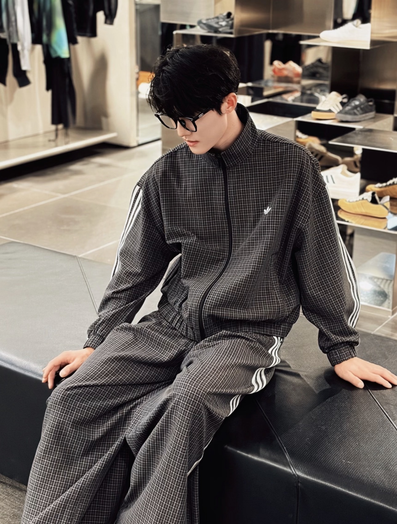 Adidas Originals Checks Track 愛迪達 復古 撞色 格紋 雙拉鍊設計 老錢風 外套 褲子 女版