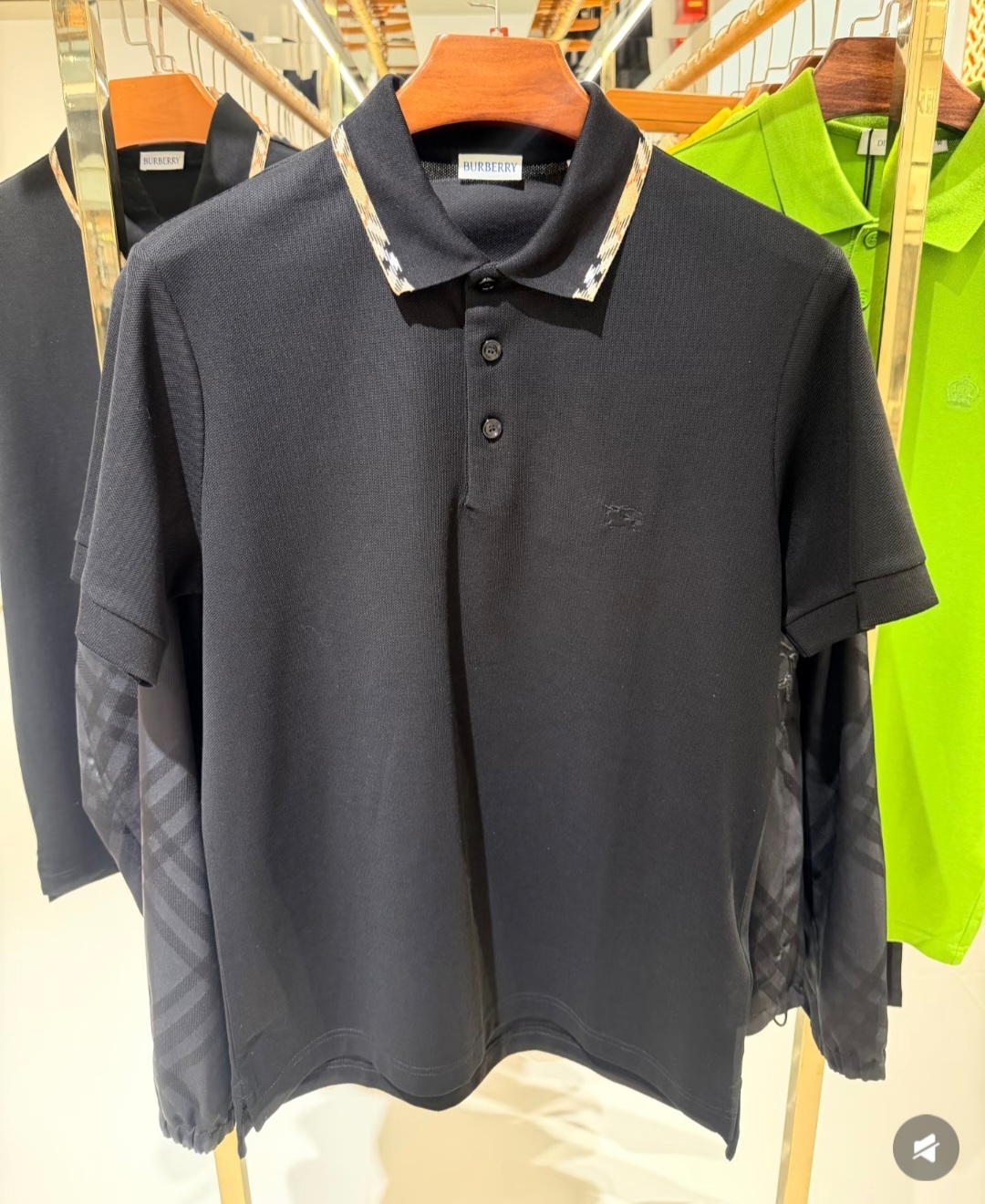 BBR 黑色 BURBERRY LOGO刺繡 領有花邊 POLO (男款)