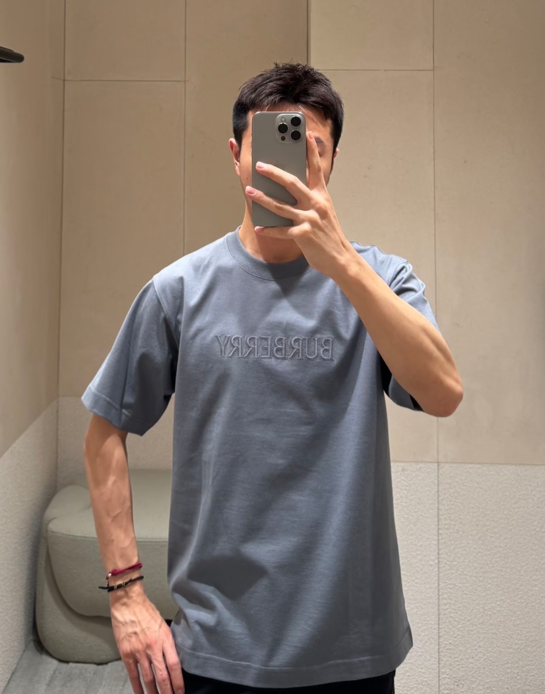 BBR 灰黑色 BURBERRY LOGO刺繡 TEE (男女款)