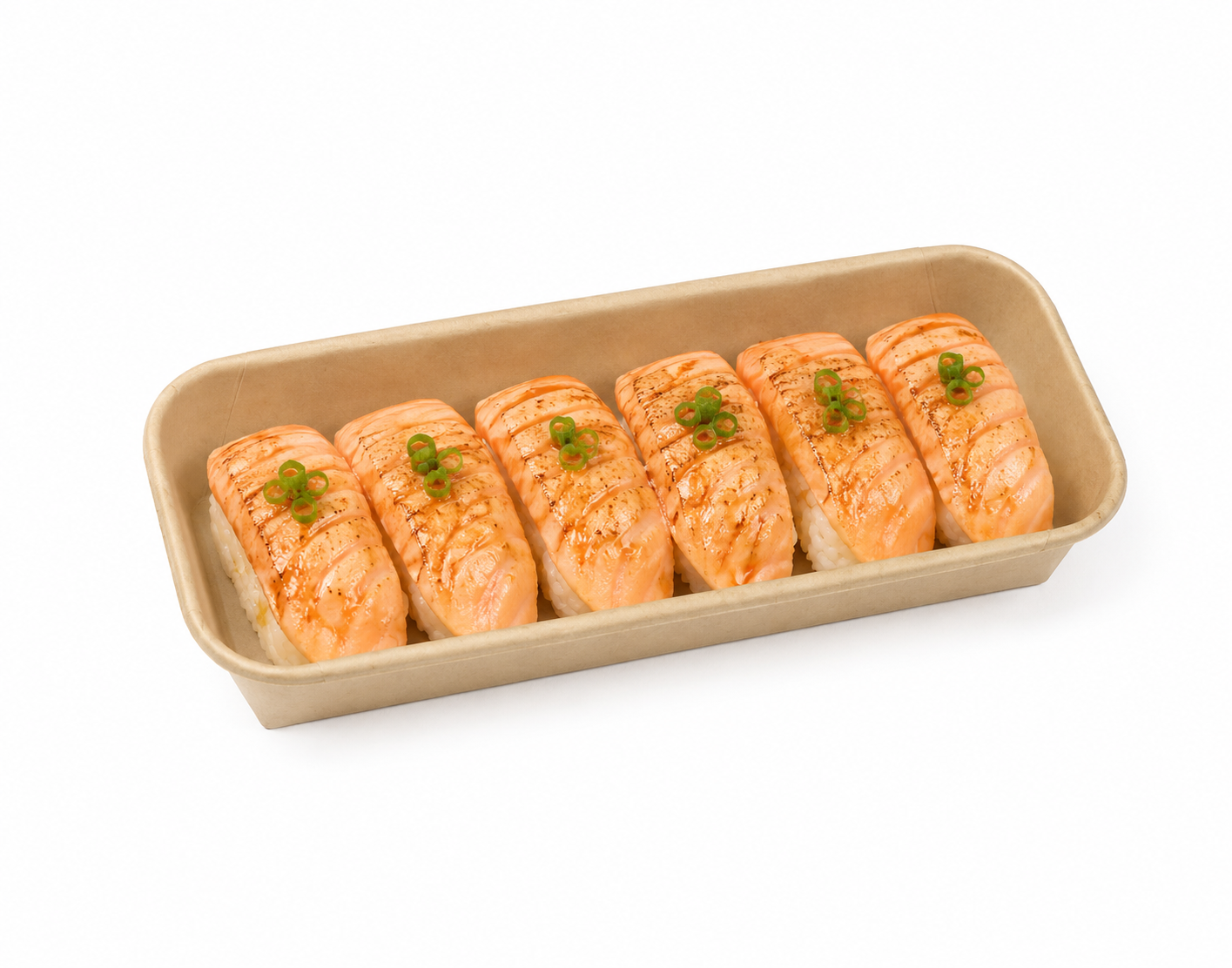 PH-02 捲邊牛皮6貫壽司盒｜日式料理盒・壽司外帶盒・餐飲包材批發