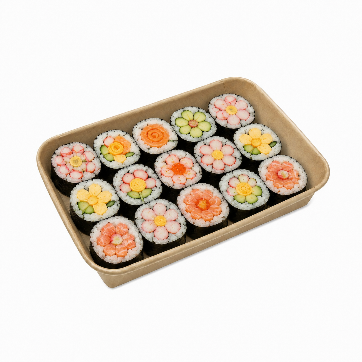 PH-07 捲邊牛皮15貫壽司盒｜日式料理盒・壽司外帶盒・餐飲包材批發