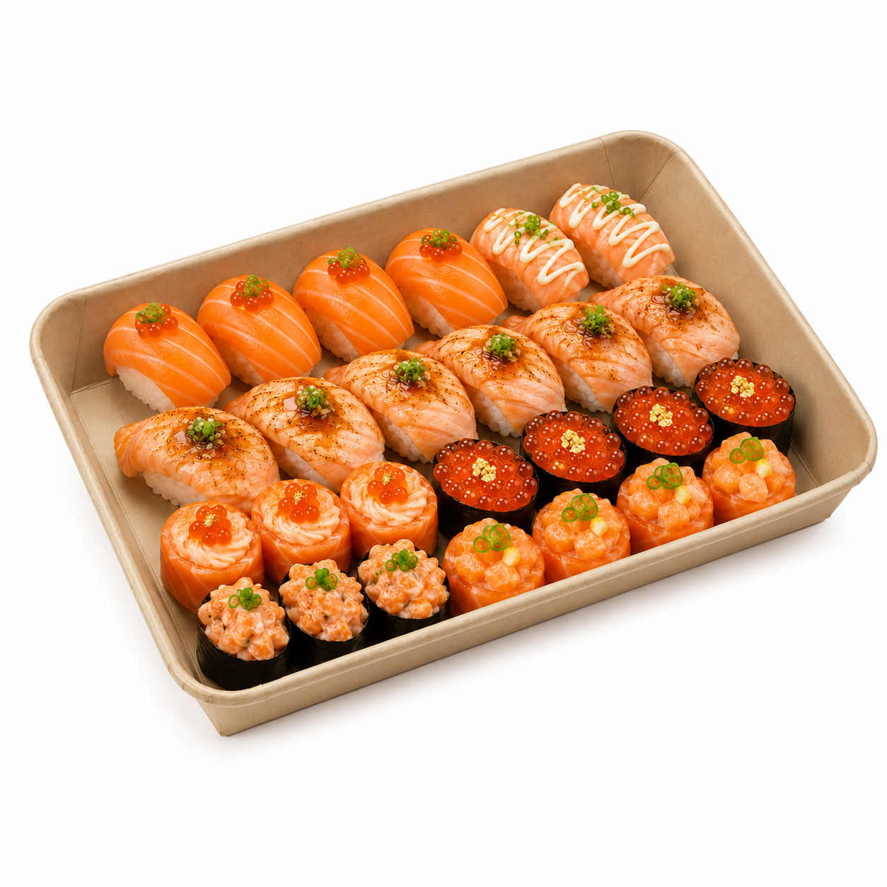 PH-09 捲邊牛皮20貫壽司盒｜日式料理盒・壽司外帶盒・餐飲包材批發