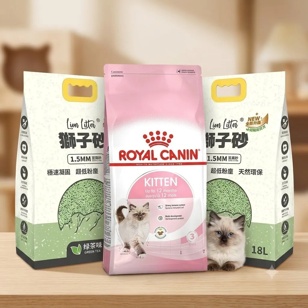Royal Canin K36 幼貓營養配方4kg + 獅子砂 豆腐砂18L x 2包【 定期購 - 6個月】