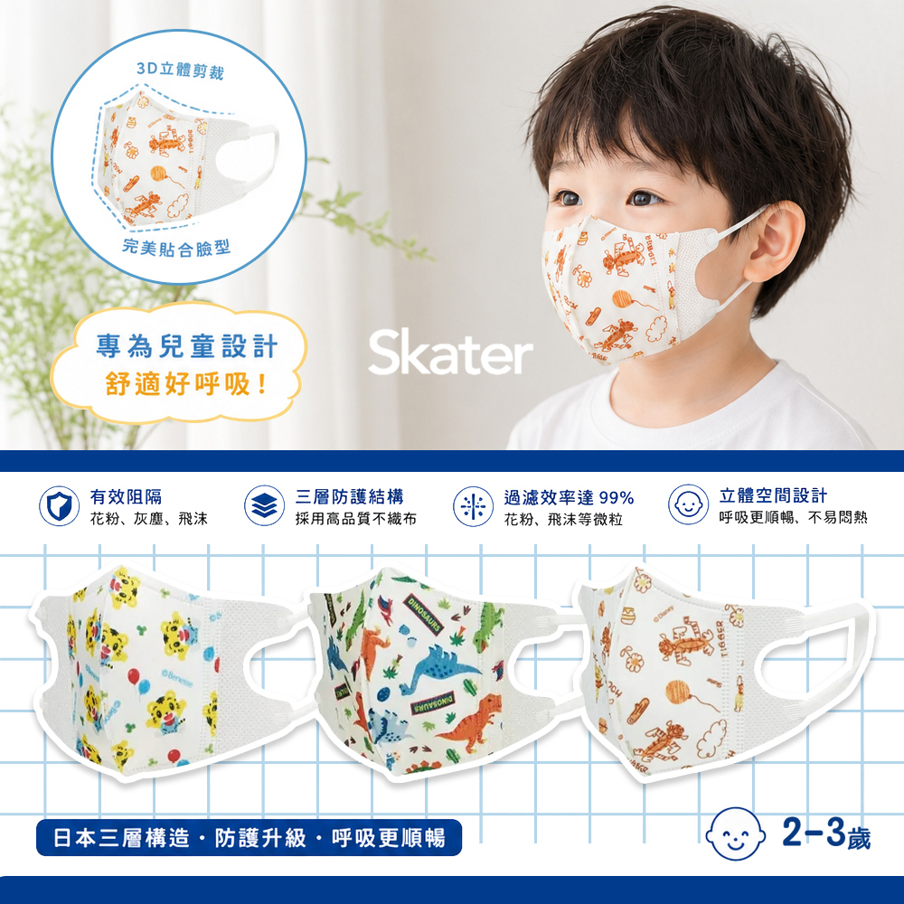 可隔日配 日本 SKATER 兒童立體口罩5入 幼童口罩 立體口罩 幼兒園口罩 托嬰中心 防塵口罩 拋棄式口罩