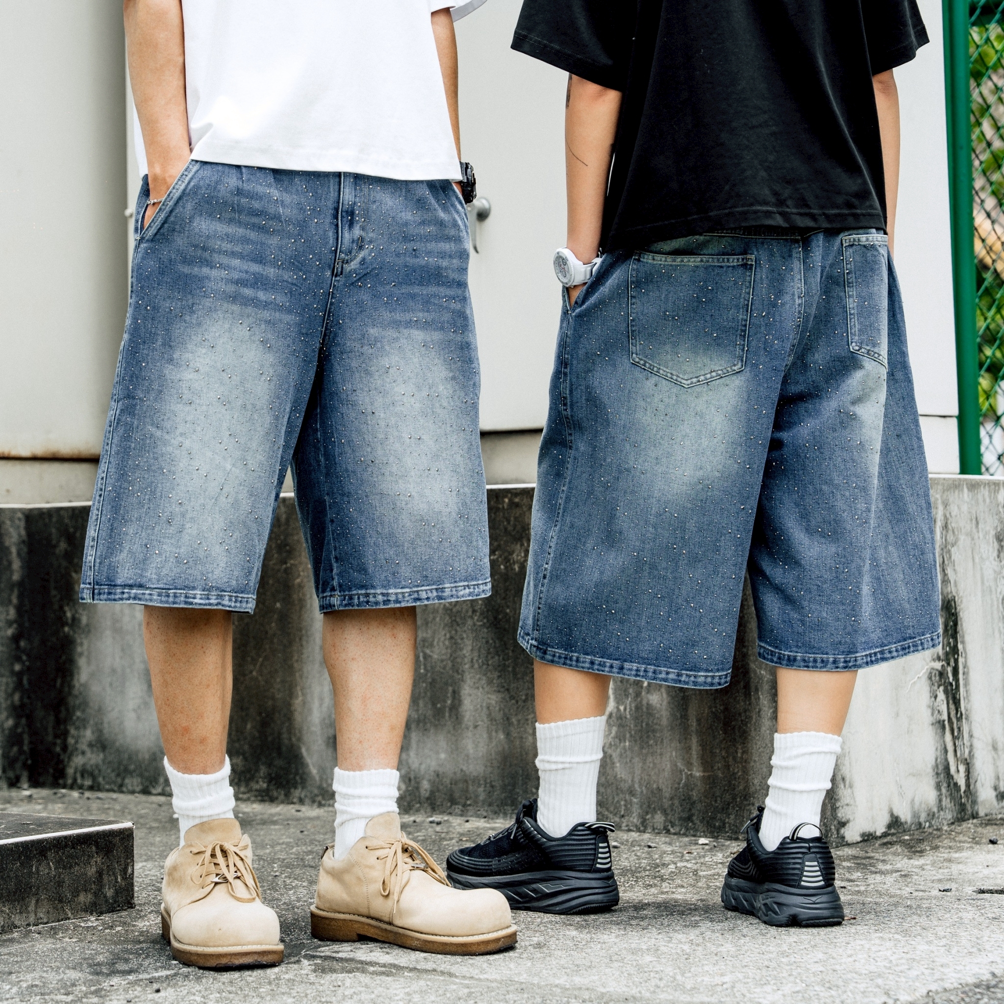 #預購 SBG 黑水鑽寬鬆過膝六分短褲 SB5017
