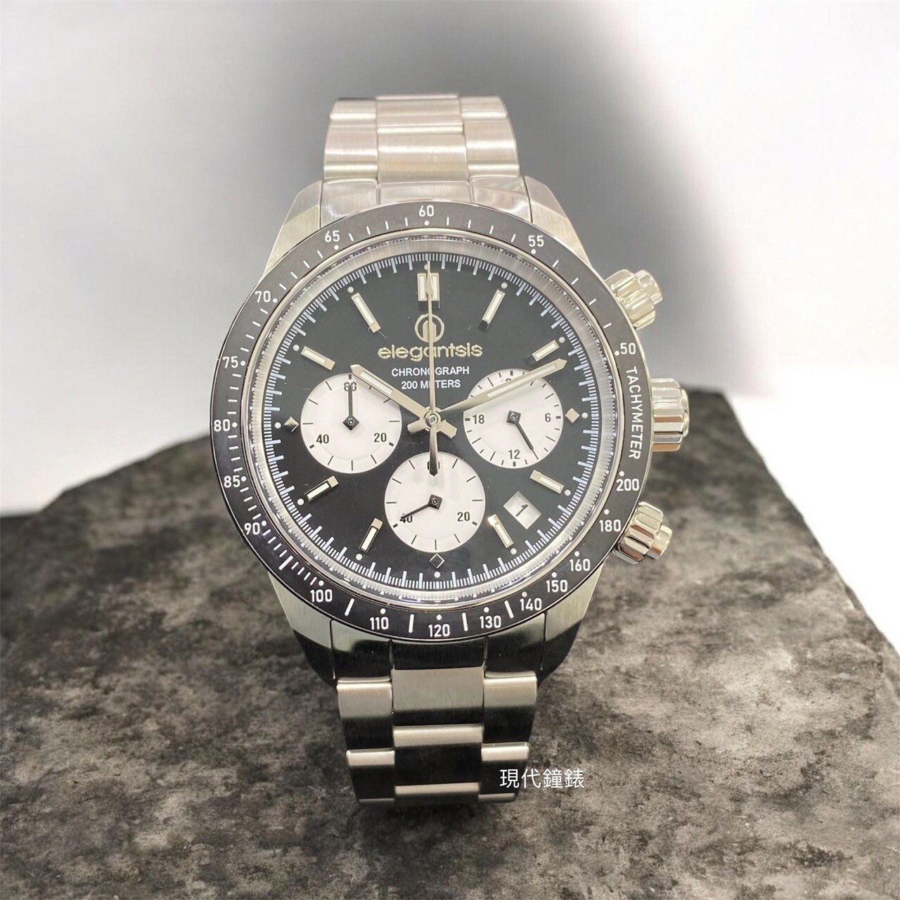 【elegantsis】經典黑與白三眼JT41QS_VB01MA 41mm 現代鐘錶