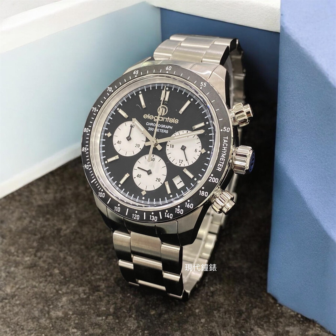 【elegantsis】經典黑與白三眼JT41QS_VB01MA 41mm 現代鐘錶