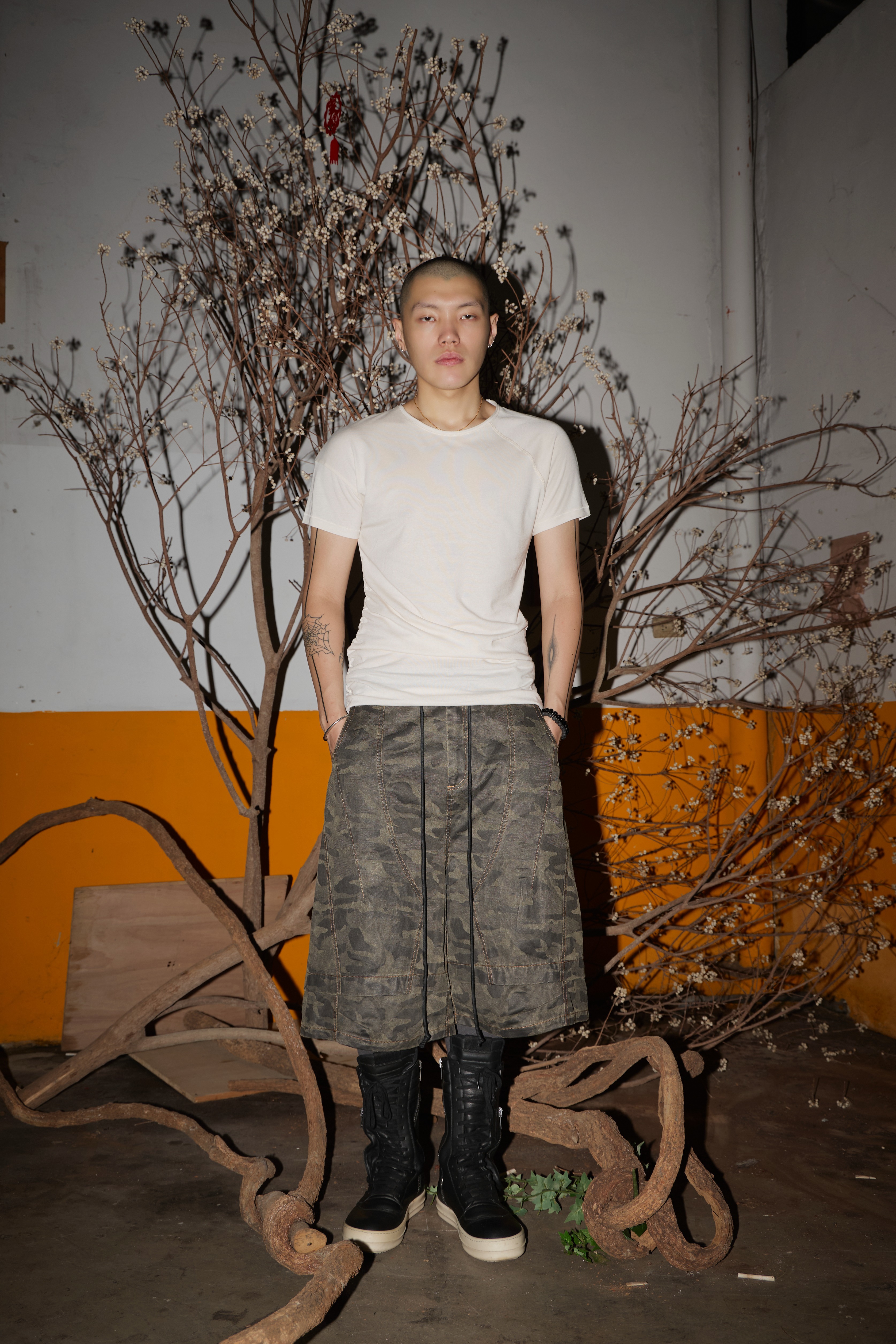 REMIX "re Reconstructed Carpenter Layered Shorts" (Camo)