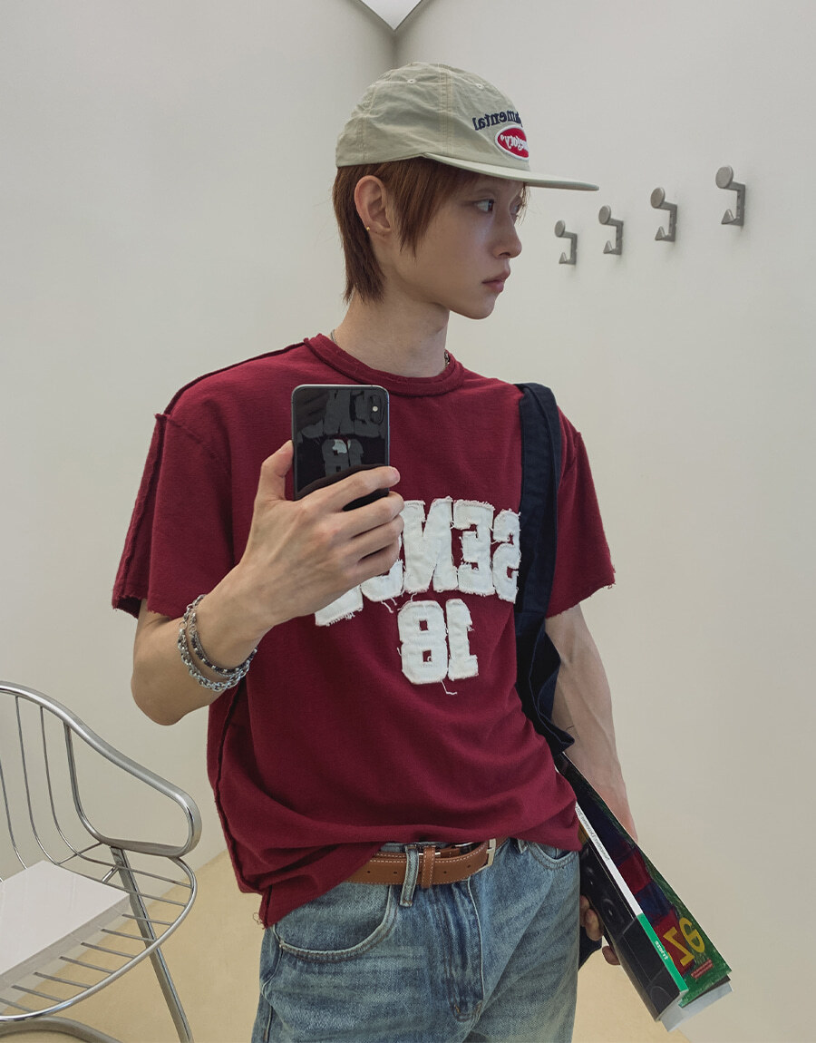 反轉補丁水洗短袖T卹