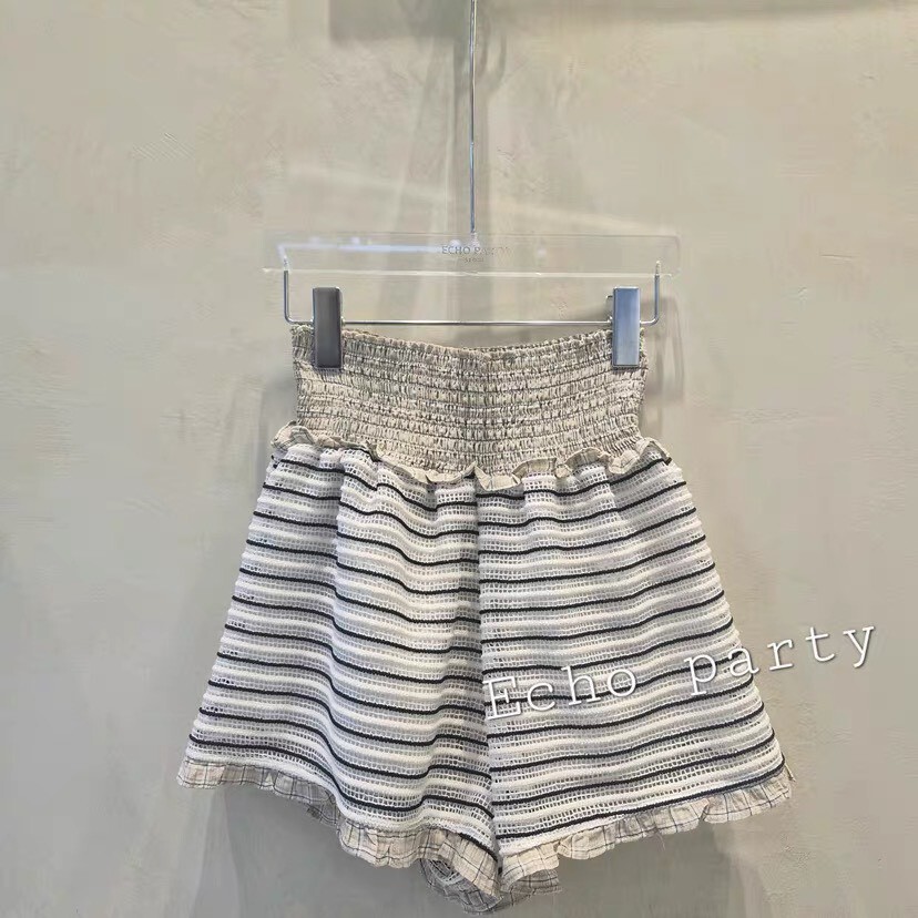 #AJ99香榭荷葉條紋短褲SET