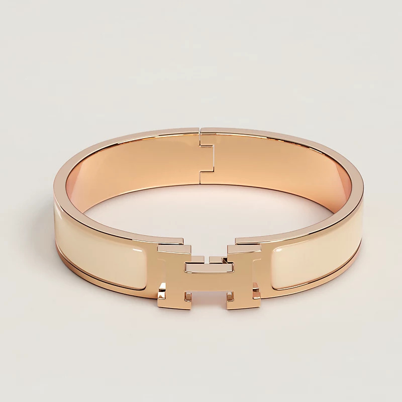HERMES Clic H  bracelet Crème FO 奶白/玫瑰金