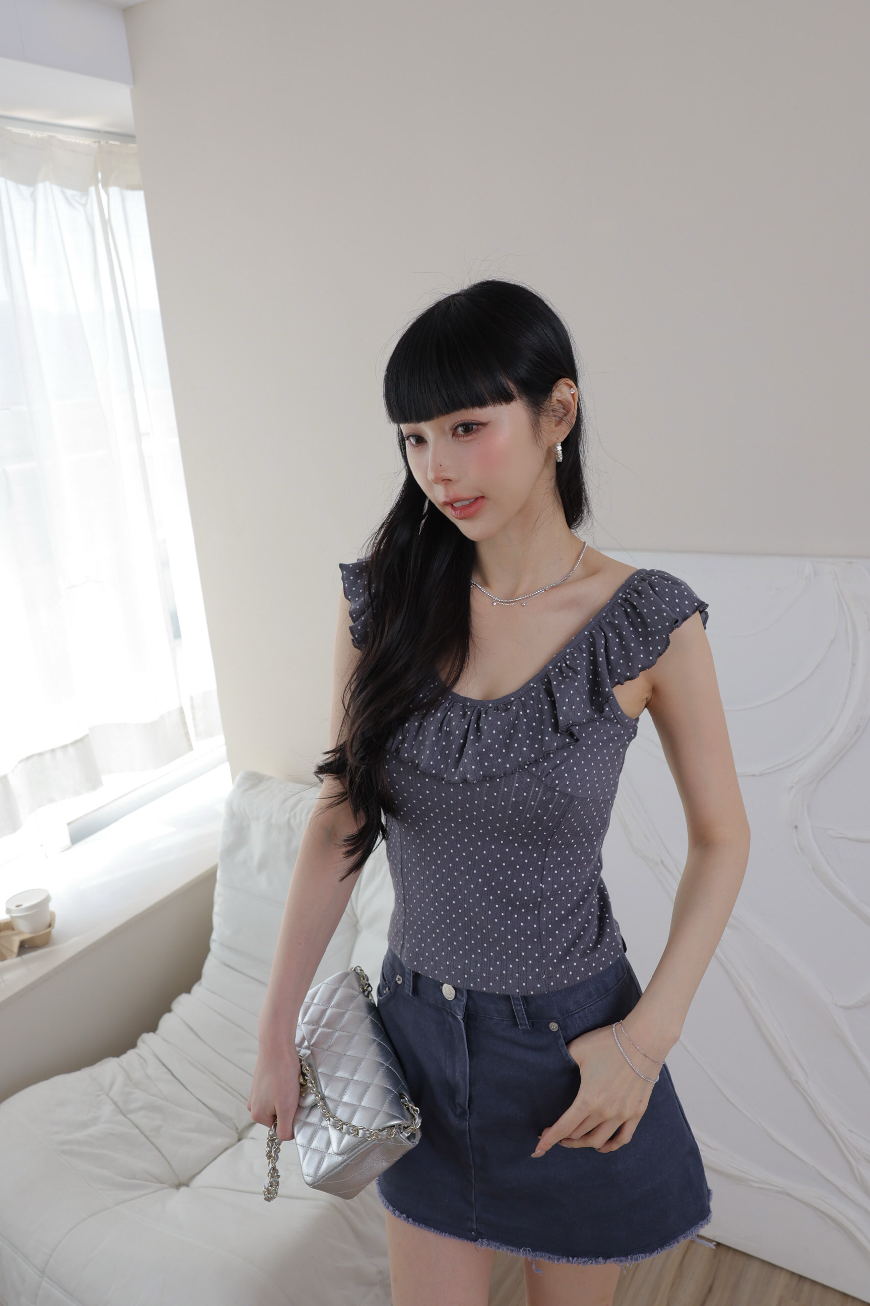 下擺不修邊顯瘦褲裙 HE01