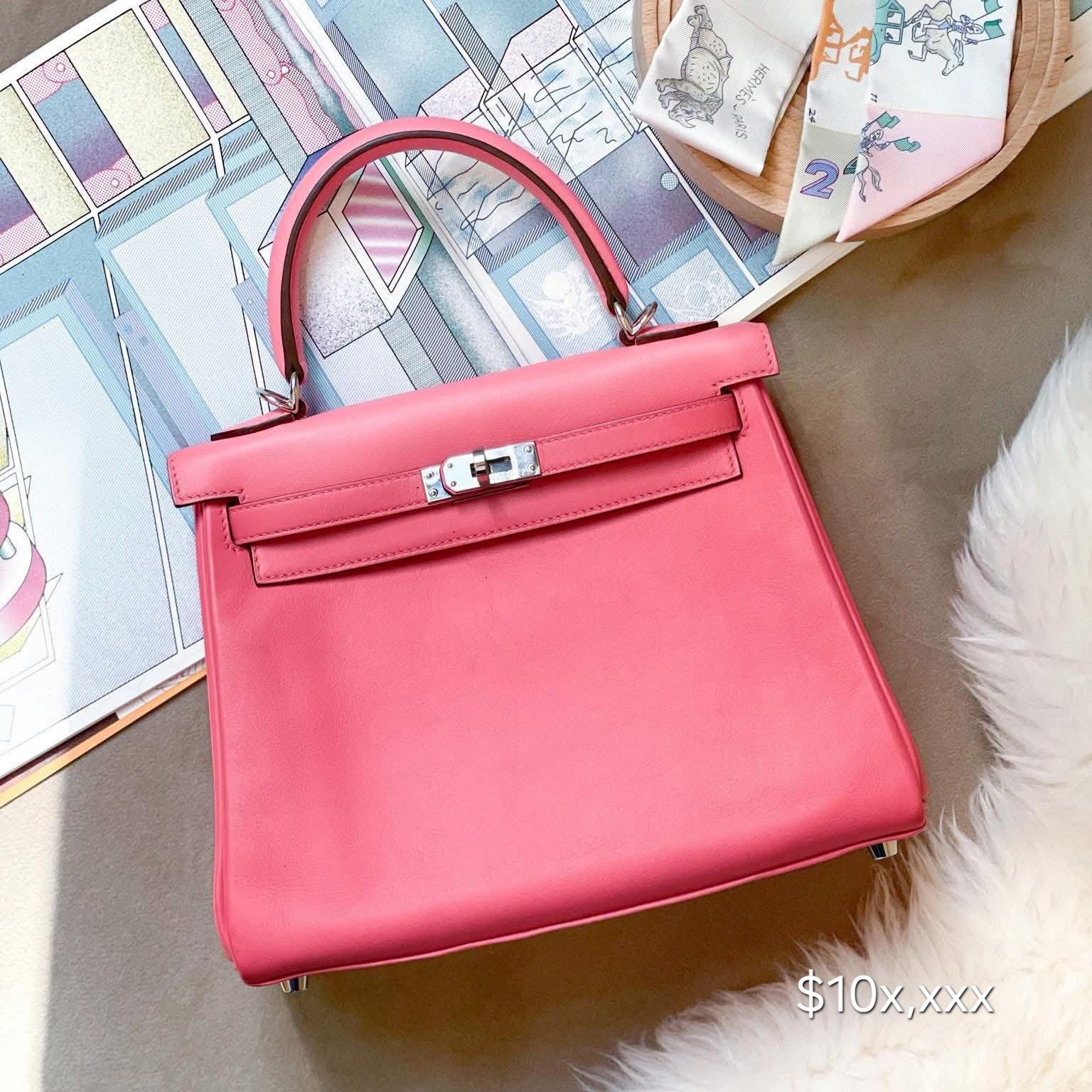 Preloved Hermès Kelly 25 Swift Leather Rose Azalee 8W PHW HK$10x,xxx (HK$2,000 即時落訂)