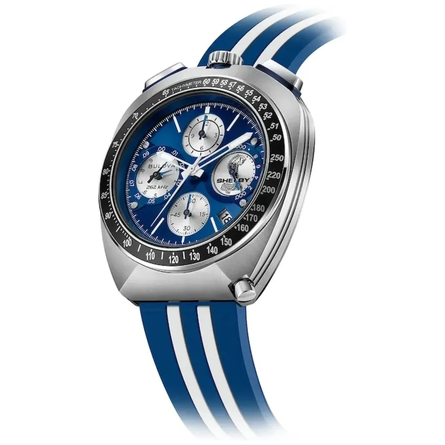 萬年鐘錶 - BULOVA 寶路華  Bullhead x Shelby 限量版賽車三眼計時男錶  98B452  錶徑43MM