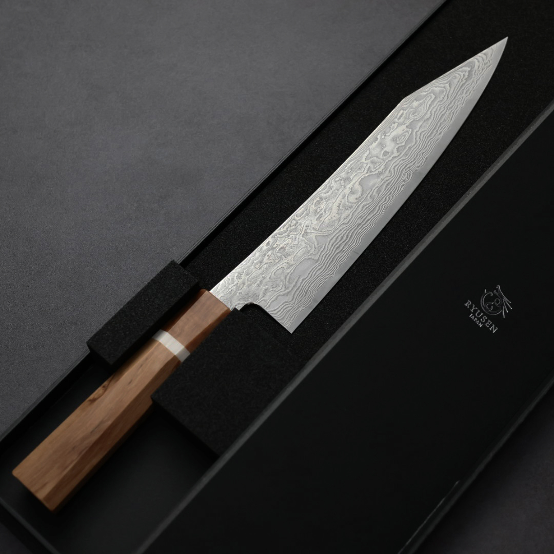 龍泉刃物 風格龍 改 牛刀 210mm ATS314鋼 63層大馬士革