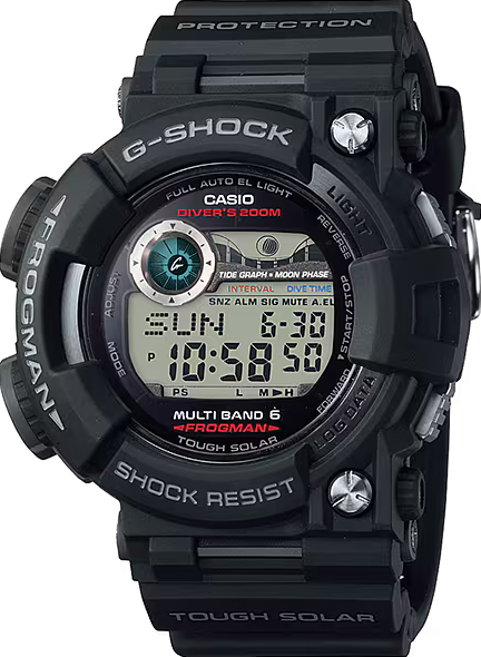 萬年鐘錶 - G-SHOCK   MASTER OF G - SEA FROGMAN 進化深海蛙人電波潛水錶 GWF-1000-1 錶徑 : 52.8MM