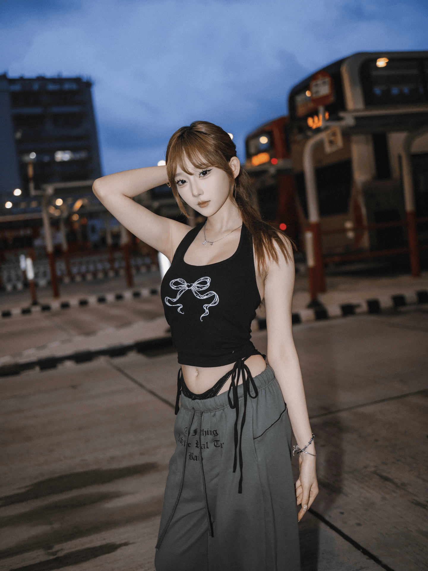 Heart Lock Ribbon Halter Top