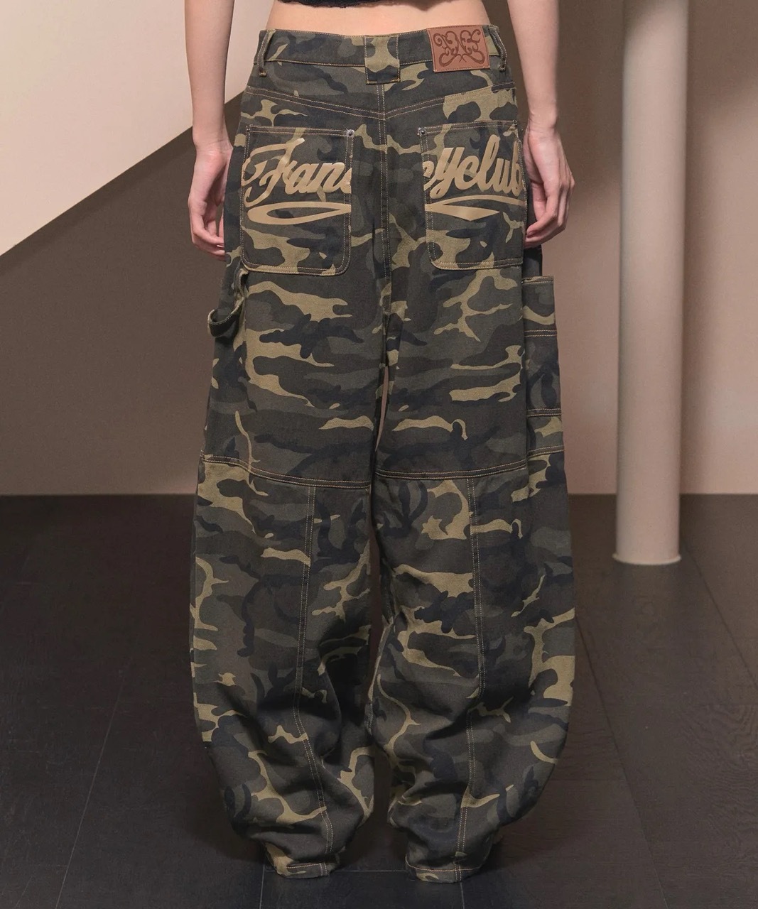 🇰🇷 FANCY CLUB CARPENTER LETTERING DENIM PANTS 迷彩 工裝褲 牛仔寬褲 長褲 / 預購
