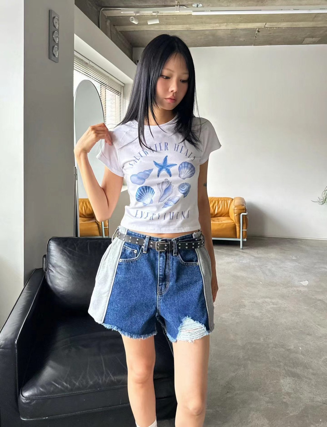 貝殼短版T