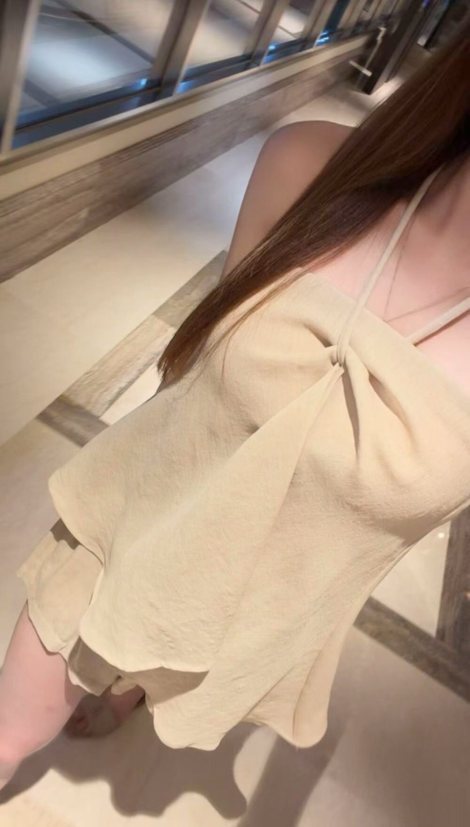 綁脖露背背心+短褲SET