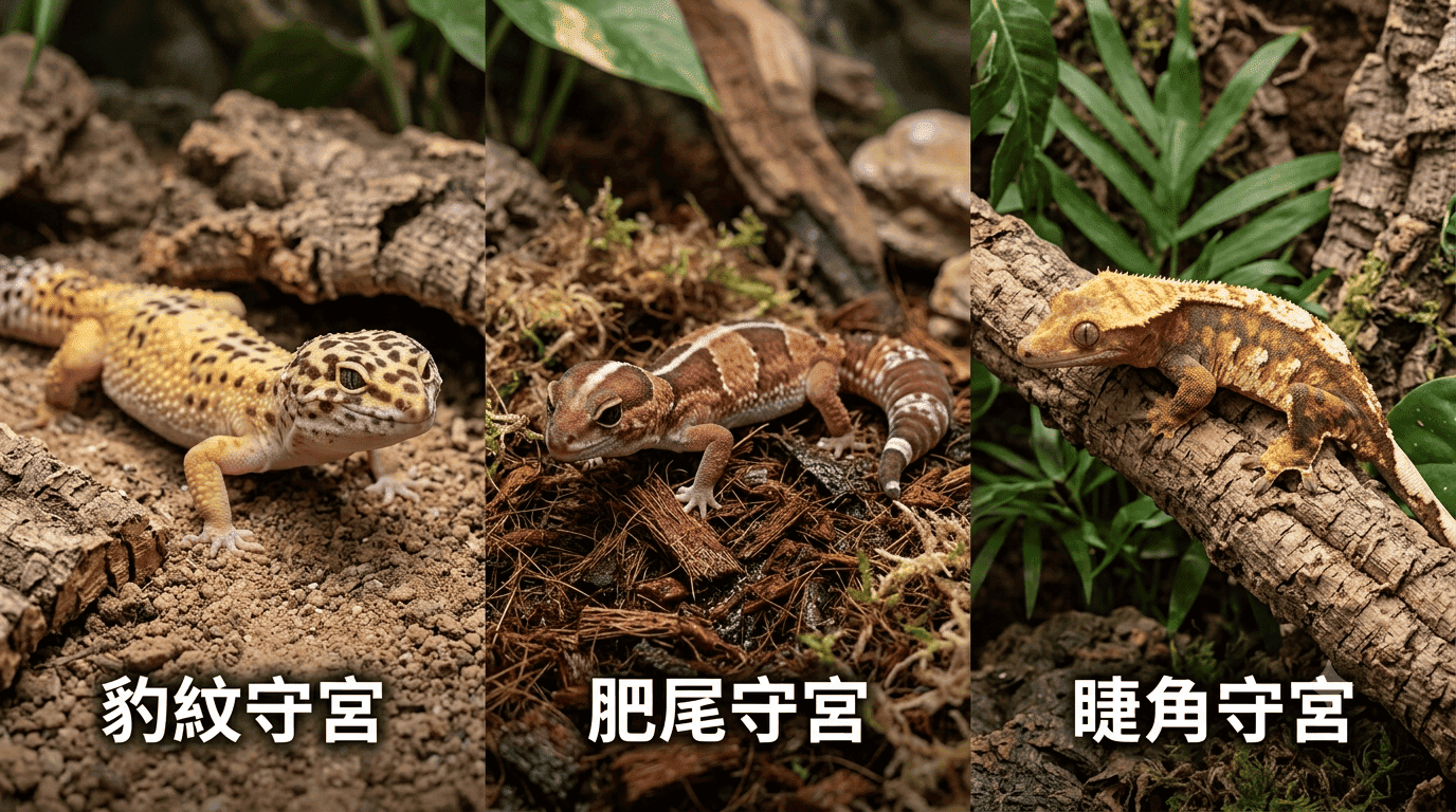 常見寵物守宮品種圖鑑:豹紋守宮、肥尾守宮與睫角守宮的飼養環境與壽命比較
