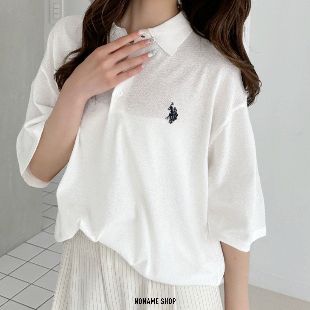 U.S. POLO ASSN. 日系 刺繡 LOGO 排扣 POLO 短袖 七色 (女款)