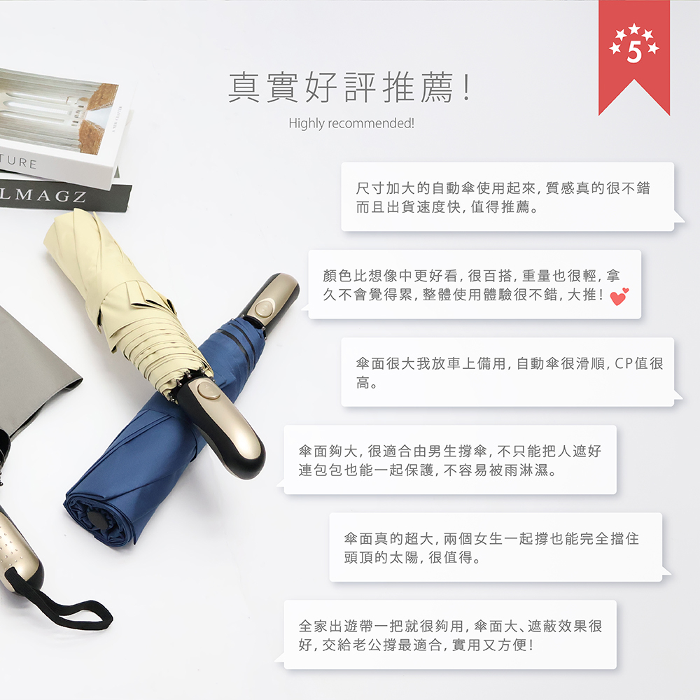 全家UV安全防回彈自動傘真實使用好評推薦！五星級評價見證：加大自動傘質感好、顏色美、重量輕、CP值高，無論是男生撐傘連包包一起遮好，或是兩個女生一起撐都沒問題