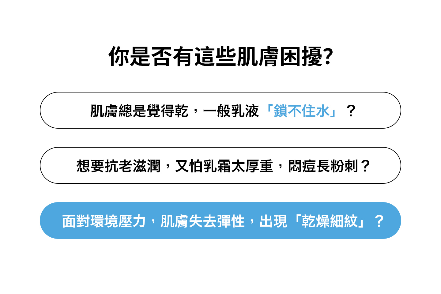 nomel 原生細緻潤膚霜 常見肌膚困擾情境示意圖